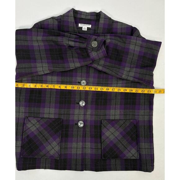 Women’s VTG PENDLETON Limited Edition 49er Purple Plaid Wool Shirt Jacket Sz PL - Picture 9 of 13